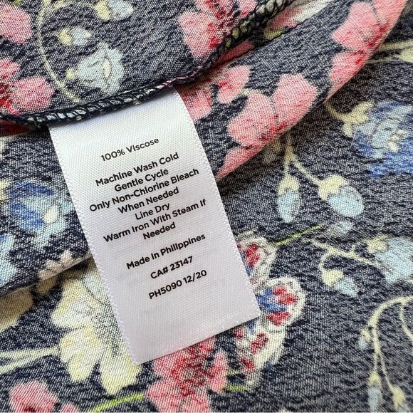 Talbots NWT Floral Short Sleeve Midi Dress Blue Pink Lightweight Summer Dress XS - Picture 7 of 9